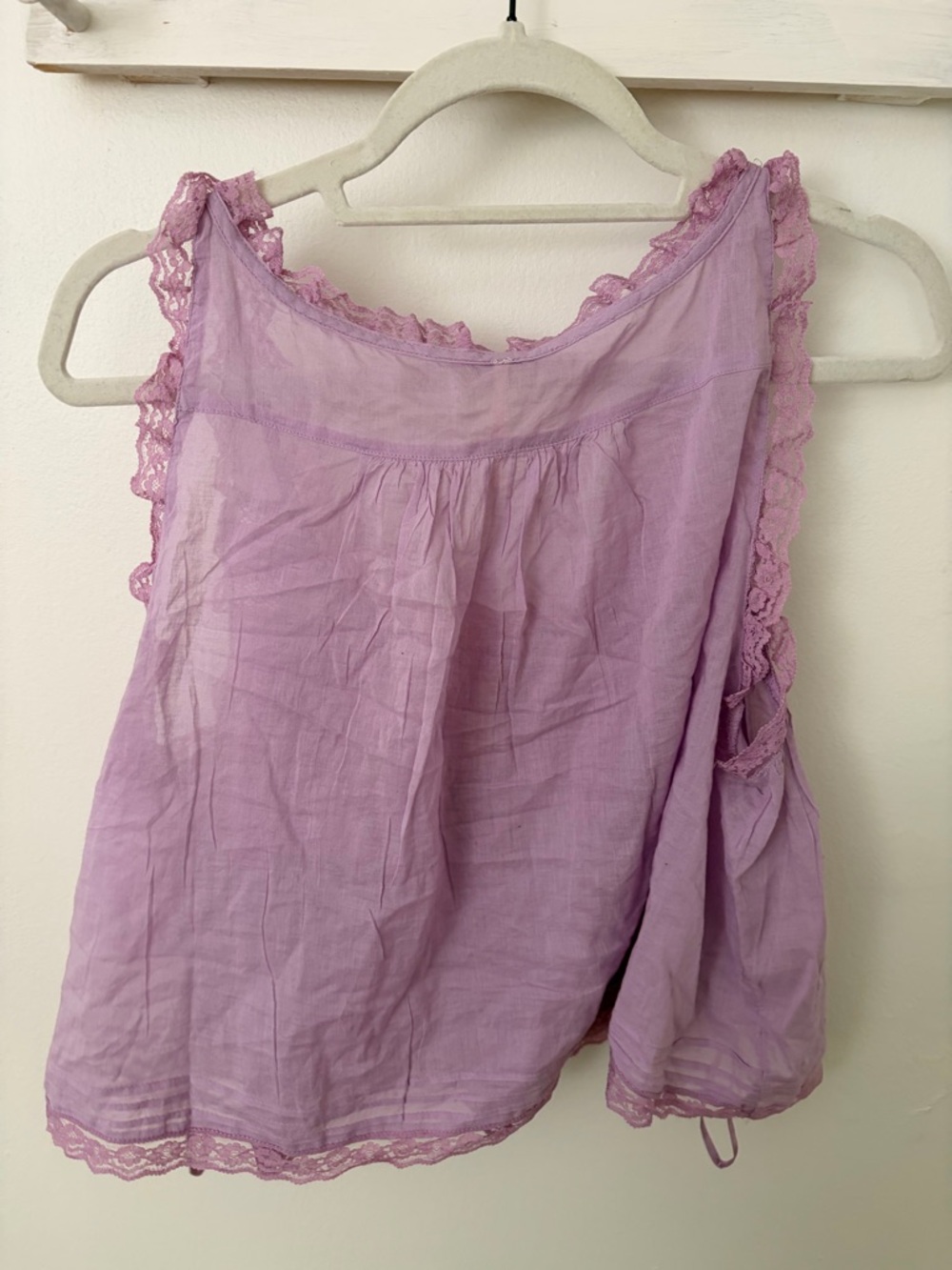 Free People Lavender Lace Trim Button Front Tank - Picture 2 of 3